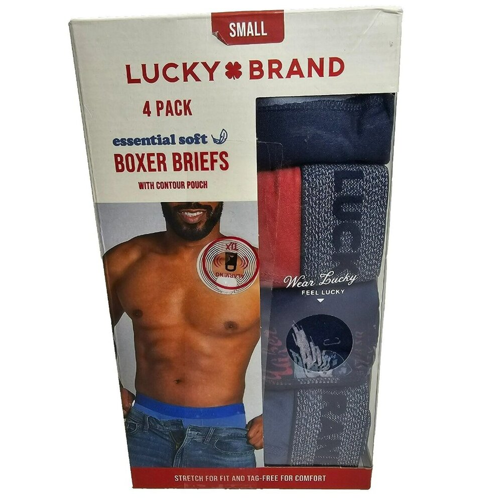 Lucky Brand 4pk Essential Soft Boxer Briefs w/ Contour Pouch Men's Size S 28-30"